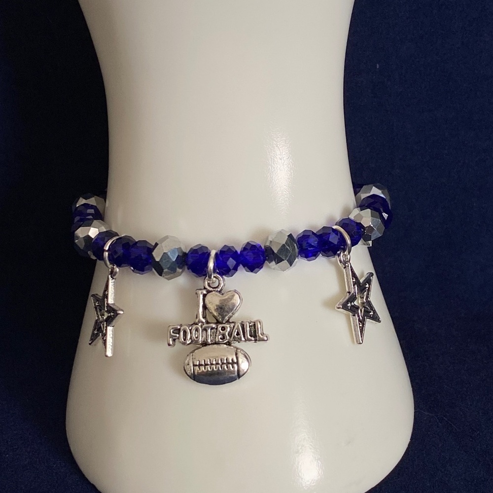 Dallas Cowboys Beaded Stretch Bracelet with Charm